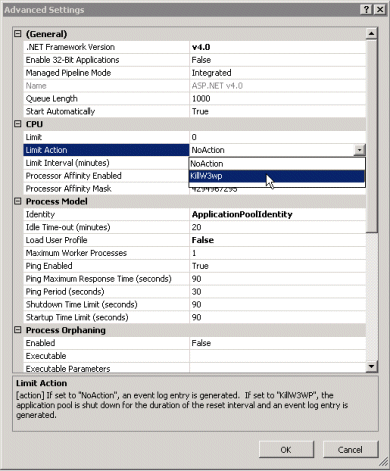 IIS 7のCPU調整機能